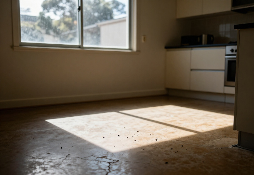 Cockroach infestation in a Silverwater kitchen before treatment